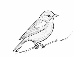 Charming Songbird Line Art Illustration in Nature's Harmony
