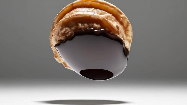 Classic profiterole covered with rich chocolate glaze, isolated on a white background. A popular French dessert perfect for menus, cookbooks, advertisements, and confectionery packaging.