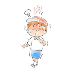 熱中症で倒れそうな子供