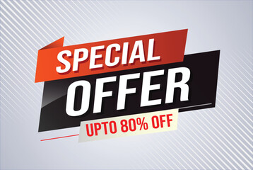 Special offer word concept vector illustration red modern futuristic 3d style for landing page template ui web mobile app poster banner flyer background gift card coupon label wallpaper 
