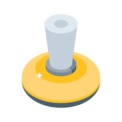 A stylish isometric icon of approved rubber stamp press