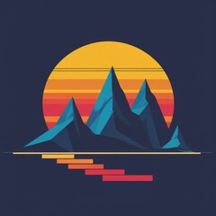 Obraz premium Retro landscape graphic design