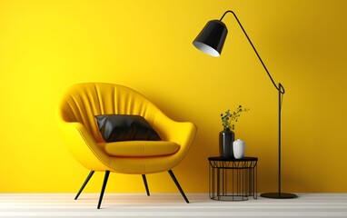 Yellow armchair in a bold modern space