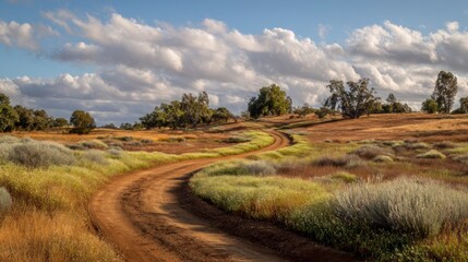 Fototapeta premium Scenic dirt road through dry landscape