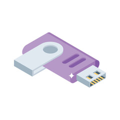 Well crafted isometric icon of usb storage device
