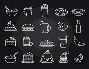 Delightful Food and Drink Line Icons Set for Culinary Enthusiasts