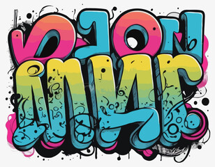 Vibrant Graffiti Tagging Line Art Illustration Featuring Intertwined Letters and Abstract Forms, Ideal for Music Album Covers, Skateboarding Graphics, and Youth Culture Design.