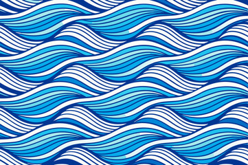 seamless ocean wave pattern with abstract blue water lines for marine and aquatic design themes