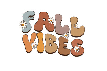Retro Fall Vibes Doodle Typography Design