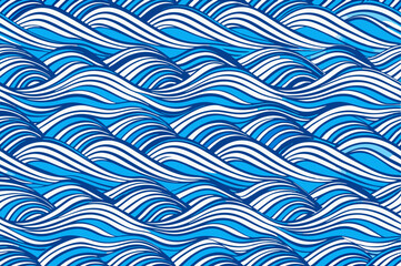 seamless ocean wave pattern with abstract blue water lines for marine and aquatic design themes
