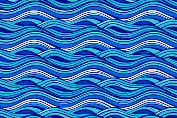 seamless ocean wave pattern with abstract blue water lines for marine and aquatic design themes