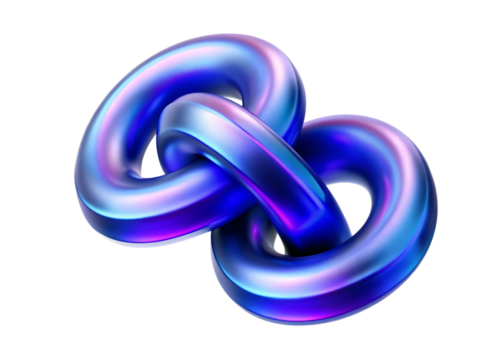  glossy iridescent twisted loop sculpture isolated on white background  PNG