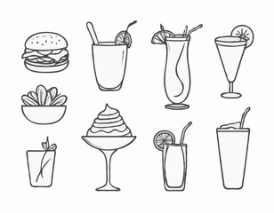 Trendy Minimalistic Food and Drink Symbols for Modern Menus
