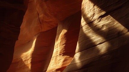 artistic professional photo of layered canyon walls with sunlight streaks and shadow gradients