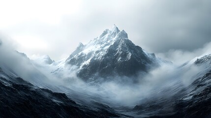 Obraz premium Majestic Snow-Capped Mountain in Mist