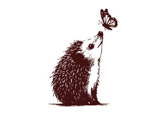 Hedgehog hand drawn sketch vector illustration © Shutoda