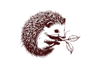 Hedgehog hand drawn sketch vector illustration