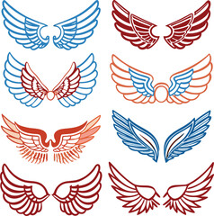 Obraz premium Wing vector icon set design art 