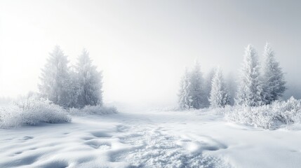 Fototapeta premium Tranquil winter landscape snowy forest nature photography frosty environment serene viewpoint
