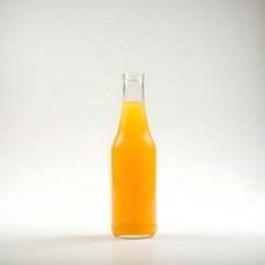 Glass Bottle Filled with Orange Liquid on White Background
