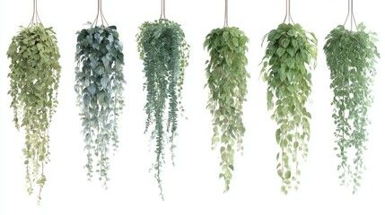 Lush Hanging Greenery Display with Varied Leaf Shapes Ideal for Interior Decoration and Natural Aesthetic Enhancement