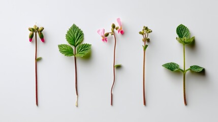 Delicate Display of Colorful Botanical Specimens Against a Neutral Background for Nature and Floral Inspiration