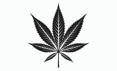 Cannabis leaf silhouette, marijuana hemp icon, Marijuana cannabis hemp leaf vector icon isolated on a white background 