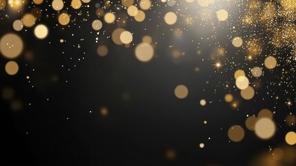 Gold glitter bokeh effect on a dark background.