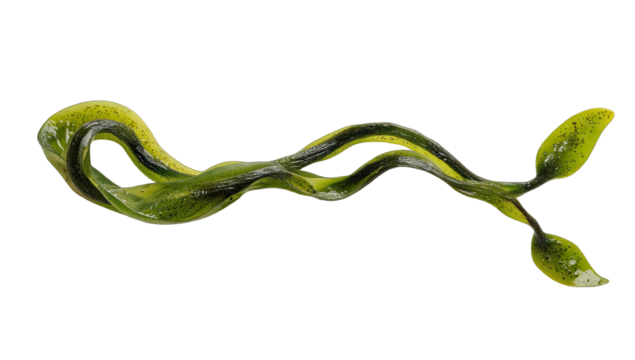 Abstract, flowing, green and black, organic shape, resembling a plant or serpent