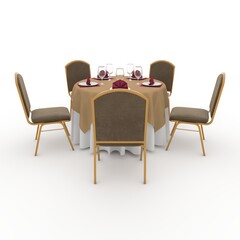 Obraz premium 3d render Banquet Table and Chair design element Furniture