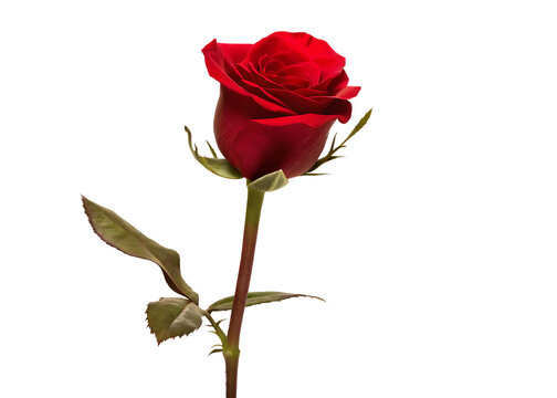  single red rose isolated on white background  PNG