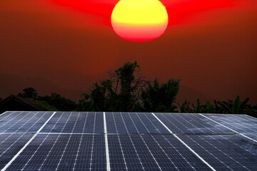 solar panels on the sunset