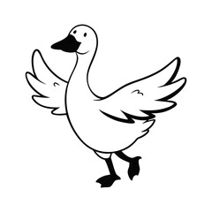 Fototapeta premium Happy cartoon goose with wings outstretched illustration