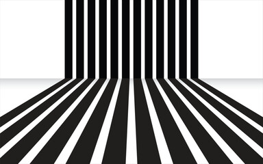 Black and White Stripes. Black retro stripes in a perspective.