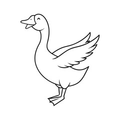 Fototapeta premium Happy goose illustration line art for kids coloring book