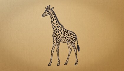 Fototapeta premium Outline of a Giraffe with Distinctive Spots on a Simple Brown Background