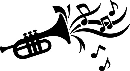 new year trumpet silhouette vector illustration, isolated on white © Syahrul