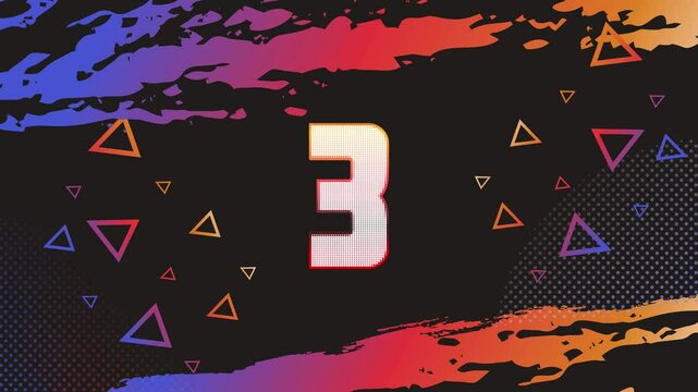 countdown with rainbow colors and broken glass effect
