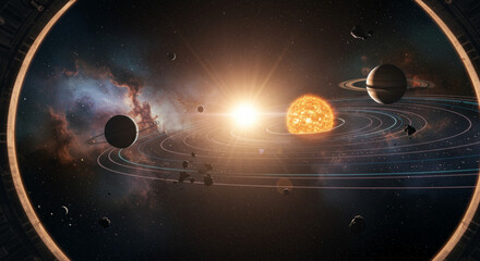 Obraz premium 3d solar system at beautiful night