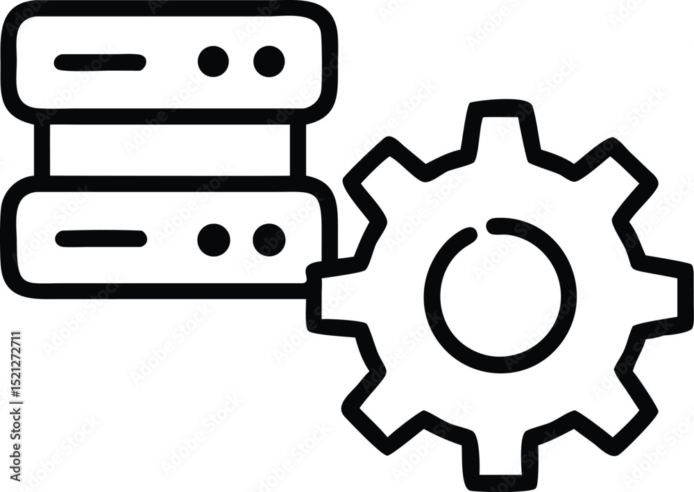 Poster data server configuration and settings management icon for network and database system setup