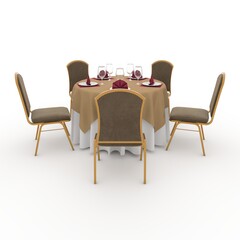 Obraz premium 3d render Banquet Table and Chair design element Furniture