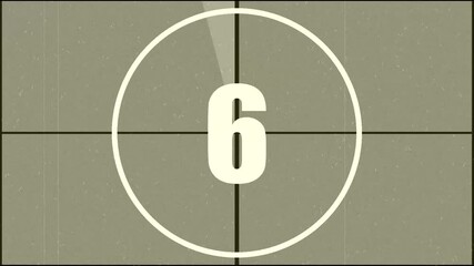 Countdown 4K animation movie ( 10 sec ) , Old film motif. 0 to 10 countdown video animation