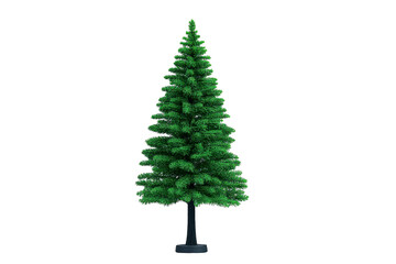 Tall, artificial Christmas tree with lush green branches stands on sturdy base, perfect for festive decorations. Its realistic appearance adds touch of holiday spirit to any space