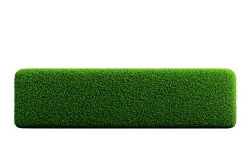 Rectangular green foam block with textured surface, resembling artificial grass, is isolated on transparency background. vibrant color and unique texture make it visually striking