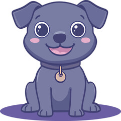 Fototapeta premium Adorable cartoon puppy with big eyes and a happy expression, ready for fun.