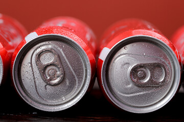 Cool can soft drink with red background