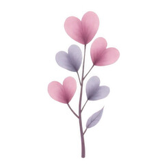 Pink And Purple Heart Shaped Leaves On Branch