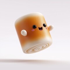 Cute Cinnamon Roll Character on White Background