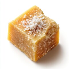 Block of parmesan cheese isolated on clean white background