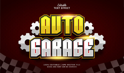 Auto Garage Editable Text Effect Style 3d Light Colourful Red with Race Flag and Gear